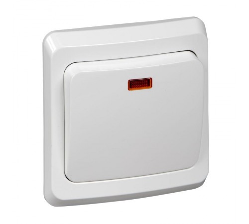 Этюд Белый С/У Выключатель 1-клавишный с подсветкой  BC10-005B  SE