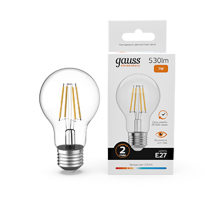 Лампа светодиодная   Filament Elementary А60 7W 530lm 2700К Е27 LED 1/10/50  22217  Gauss