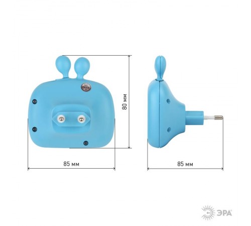 Ночник - светильник светодиодный  NN-613-SW-BU ФИКСИКИ в розетку с выключателем синий   Б0019136  ЭРА