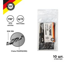 Сверло по металлу 5,5 мм HSS (10 шт. в упаковке) DIN 338  KR-91-0620  Kranz