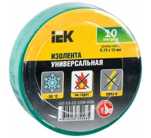 Изолента 0,13х15 мм зеленая 10 метров  UIZ-13-10-10M-K06  IEK