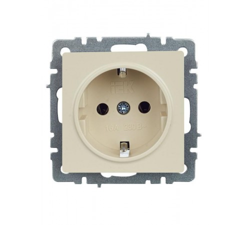 BRITE Розетка с заземлением без шторок 16А РС11-1-0-БрКр бежевый   BR-R11-16-K10  IEK