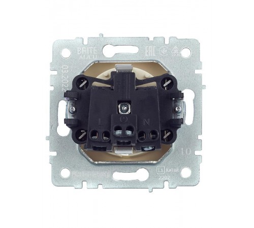 BRITE Розетка с заземлением без шторок 16А РС11-1-0-БрКр бежевый   BR-R11-16-K10  IEK