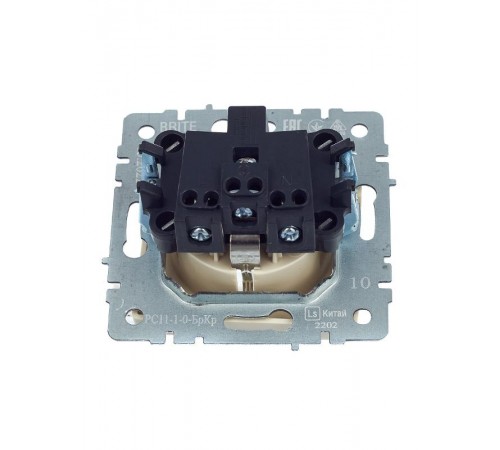 BRITE Розетка с заземлением без шторок 16А РС11-1-0-БрКр бежевый   BR-R11-16-K10  IEK