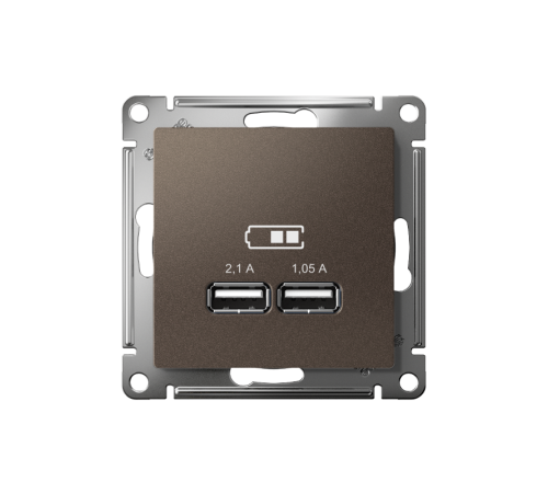 AtlasDesign Мокко Розетка USB, 5В, 1 порт x 2,1 А, 2 порта х 1,05 А, механизм  ATN000633  SE