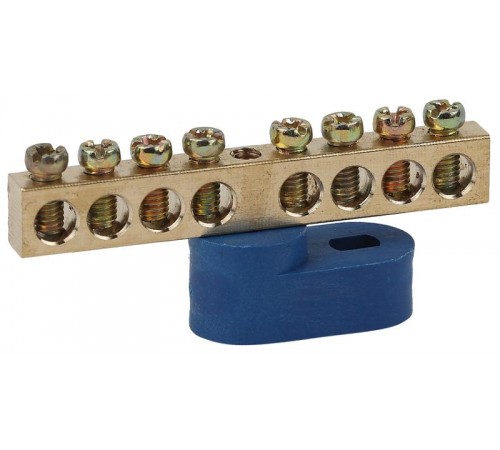 Шина N "ноль" на одном угловом изоляторе ШНИ-6х9-8-У1-Синий (10/250/15000) NO-222-114-1  Б0044146  ЭРА