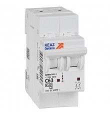 Выключатель автоматический двухполюсный OptiDin BM63-2C63-4,5-УХЛ3  326809  КЭАЗ