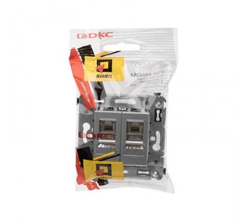 Компьютерная розетка RJ-45 в стену, кат.5e двойная экранированная,"Avanti", "Закаленная сталь"  4404364  DKC