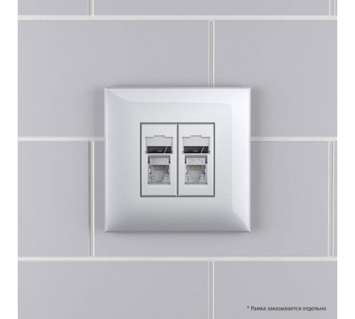 Компьютерная розетка RJ-45 в стену, кат.5e двойная экранированная,"Avanti", "Закаленная сталь"  4404364  DKC