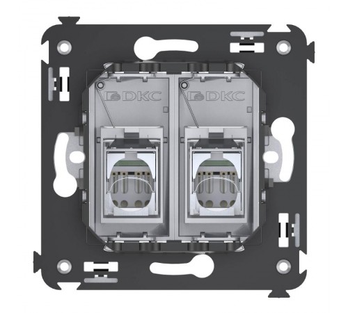Компьютерная розетка RJ-45 в стену, кат.5e двойная экранированная,"Avanti", "Закаленная сталь"  4404364  DKC
