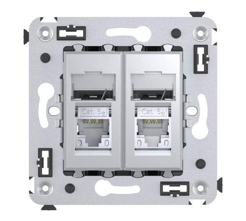 Компьютерная розетка RJ-45 в стену, кат.5e двойная экранированная,"Avanti", "Закаленная сталь"  4404364  DKC