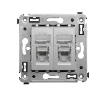 Компьютерная розетка RJ-45 в стену, кат.5e двойная экранированная,"Avanti", "Закаленная сталь"  4404364  DKC