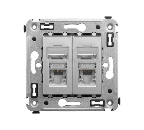 Компьютерная розетка RJ-45 в стену, кат.5e двойная экранированная,"Avanti", "Закаленная сталь"  4404364  DKC