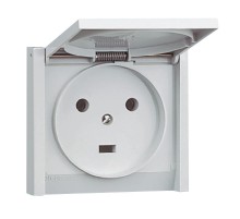 Plexo Серый Розетка с/з с крышкой 2К+З 20А 230В винт. зажим IP44  055703  Legrand