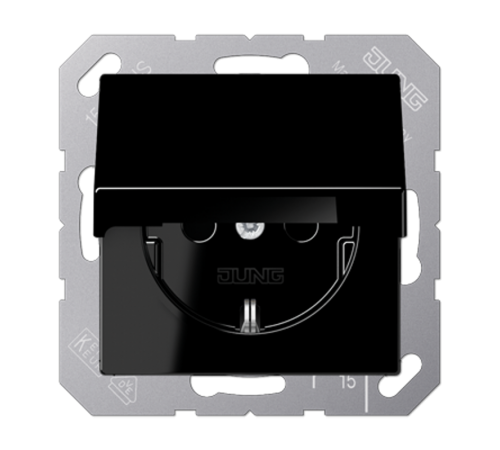 SCHUKO-розетка с откидной крышкой и защитой от детей; черный  A1520KIKLSW  Jung