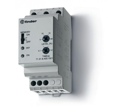 Контрольное реле для 3-фазных сетей; пониженное/повышенное напряжение; настраиваемые диапазоны; память отказов; выход 1CO 10А  713184001021  Finder