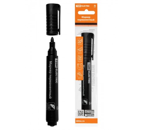 Маркер перманентный 1-3 мм, черный (пакет) круглый наконечник  SQ0594-0122  TDM