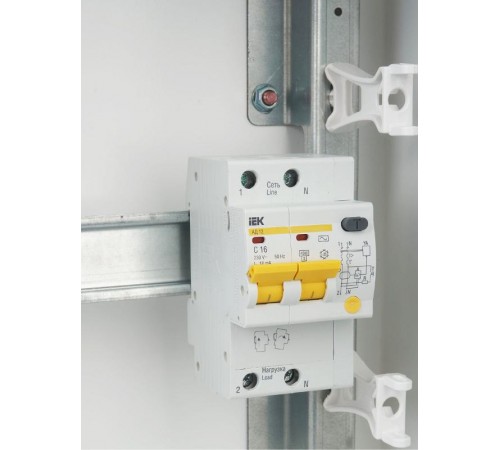 Выключатель автоматический дифференциального тока АД12 2п 16А C 10мА тип AC (3 мод)  MAD10-2-016-C-010  IEK