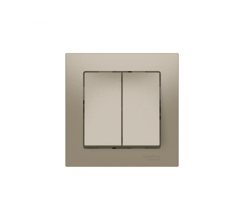 AtlasDesign Шампань Выключатель 2-клавишный, сх.5, 10АХ, (в сборе с рамкой), быстрозажимные клеммы  ATN000552S  SE