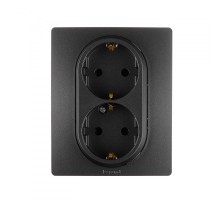 Etika Антрацит Розетка 2-ая с заземлением, винтовые клеммы, 16А, 250 В  672623  Legrand