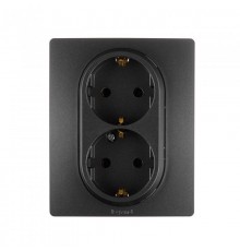 Etika Антрацит Розетка 2-ая с заземлением, винтовые клеммы, 16А, 250 В  672623  Legrand