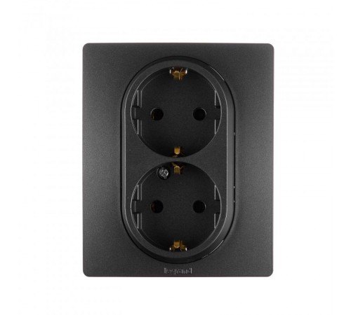 Etika Антрацит Розетка 2-ая с заземлением, винтовые клеммы, 16А, 250 В  672623  Legrand