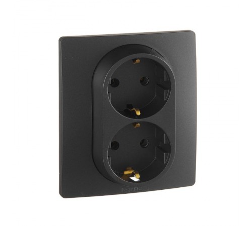Etika Антрацит Розетка 2-ая с заземлением, винтовые клеммы, 16А, 250 В  672623  Legrand