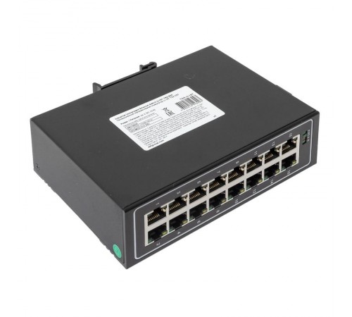 Промышленный неуправляемый коммутатор U-16T, 16 портов 10/100Base-T(X) RJ45, монтаж на динрейку TSX TSX-U-16TEKF