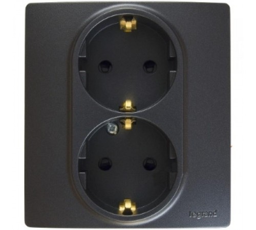 Etika Антрацит Розетка 2-ая с заземлением, винтовые клеммы, 16А, 250 В  672623  Legrand