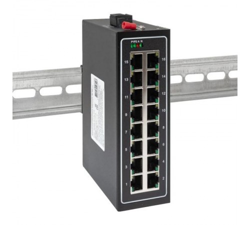 Промышленный неуправляемый коммутатор U-16T, 16 портов 10/100Base-T(X) RJ45, монтаж на динрейку TSX TSX-U-16TEKF