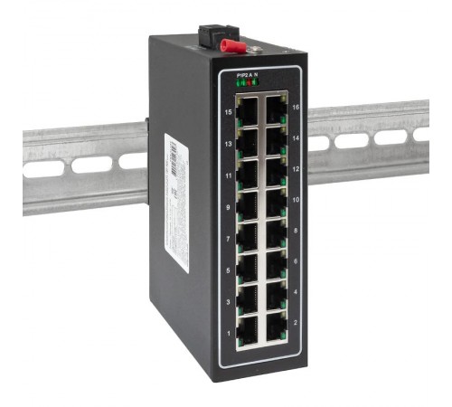 Промышленный неуправляемый коммутатор U-16T, 16 портов 10/100Base-T(X) RJ45, монтаж на динрейку TSX TSX-U-16TEKF
