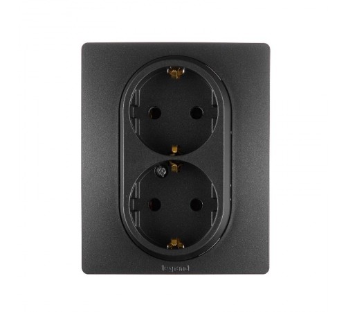 Etika Антрацит Розетка 2-ая с заземлением, винтовые клеммы, 16А, 250 В  672623  Legrand