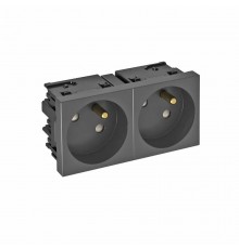 Розетка двойная 33° Modul45connect, франц. стандарт, 250 В, 16A (черный) (STD-F3C SWGR2)  6120680  OBO Bettermann