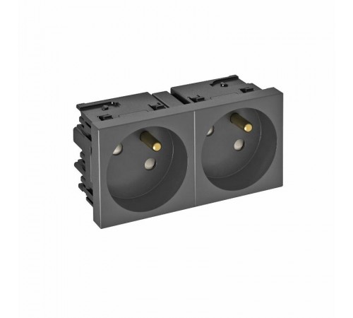 Розетка двойная 33° Modul45connect, франц. стандарт, 250 В, 16A (черный) (STD-F3C SWGR2)  6120680  OBO Bettermann
