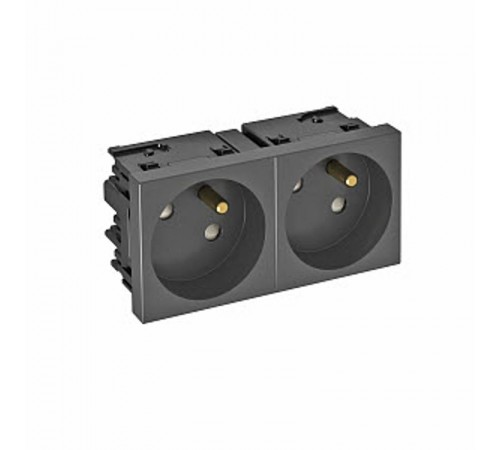 Розетка двойная 33° Modul45connect, франц. стандарт, 250 В, 16A (черный) (STD-F3C SWGR2)  6120680  OBO Bettermann