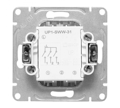 Механизм выключателя, трёхклавишный, белый Эпика EKF  UP1-SWW-31  EKF