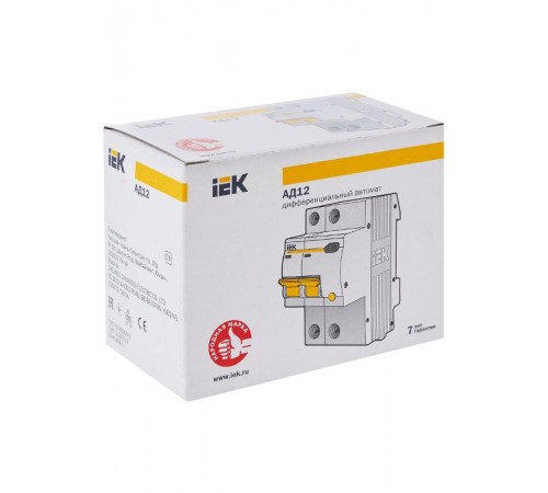 Выключатель автоматический дифференциального тока АД12 2п 50А C 30мА тип AC (3 мод)  MAD10-2-050-C-030  IEK