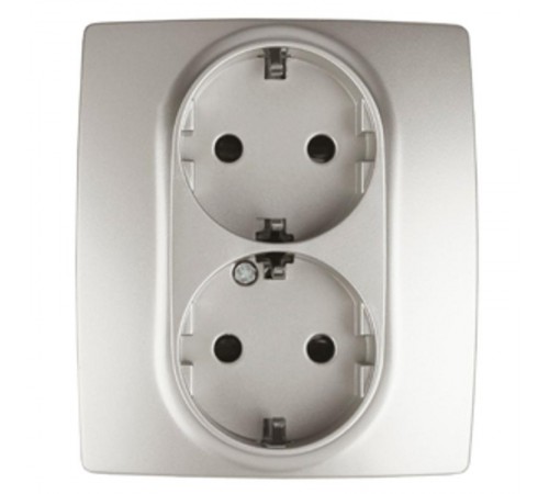 Розетка 12-2104-15 2-ая с заземлением со шторками, 16АХ-250В,  перламутр  Б0019334  ЭРА