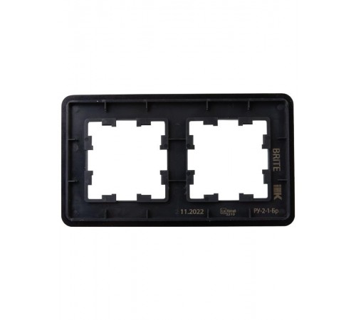 BRITE Рамка 2-ая РУ-2-1-Бр металл черный RE  BR-M22-M-01-K02  IEK