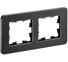 BRITE Рамка 2-ая РУ-2-1-Бр металл черный RE  BR-M22-M-01-K02  IEK