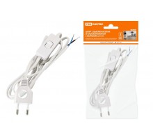 Шнур с выключателем и плоской вилкой с вырезом ШУ03В ШВВП 2х0,75мм2 2 м. белый  SQ1305-0021  TDM