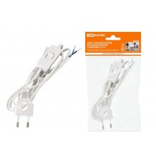 Шнур с выключателем и плоской вилкой с вырезом ШУ03В ШВВП 2х0,75мм2 2 м. белый  SQ1305-0021  TDM