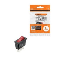 KCD1-103 250В AC/DC, 1P, 6А, (3с), ON-OFF-ON с нейтралью, черный корпус, красная клавиша, Mini  SQ0703-0049  TDM