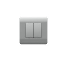 Выключатель 2-клавишный 10А, серебряный(NEW3-E)  431389  CHINT