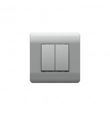 Выключатель 2-клавишный 10А, серебряный(NEW3-E)  431389  CHINT