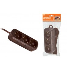 Удлинитель бытовой У03 3 гнезда, 5метров,2П+3, ПВС 3х1мм2 "Эко" (бук) 16А/250В  SQ1303-3002  TDM