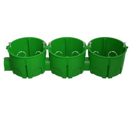 Коробка установочная  KUTS1-68-45-green зеленая 68х45мм для твердых стен с саморезами, один стыковочный узел IP20 KUTS1-68-45-green  Б0061164  ЭРА