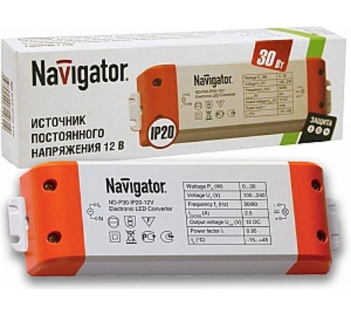 Драйвер для светодиодной ленты LED ND-P30-IP20-12V 30Вт 12В IP20  71461  Navigator