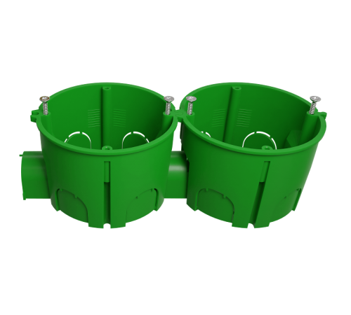 Коробка установочная  KUTS1-68-45-green зеленая 68х45мм для твердых стен с саморезами, один стыковочный узел IP20 KUTS1-68-45-green  Б0061164  ЭРА