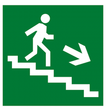 Знак эвакуационный E 13 "Направление к эвакуационному выходу вниз направо" 200х200 мм  an-e-13  EKF